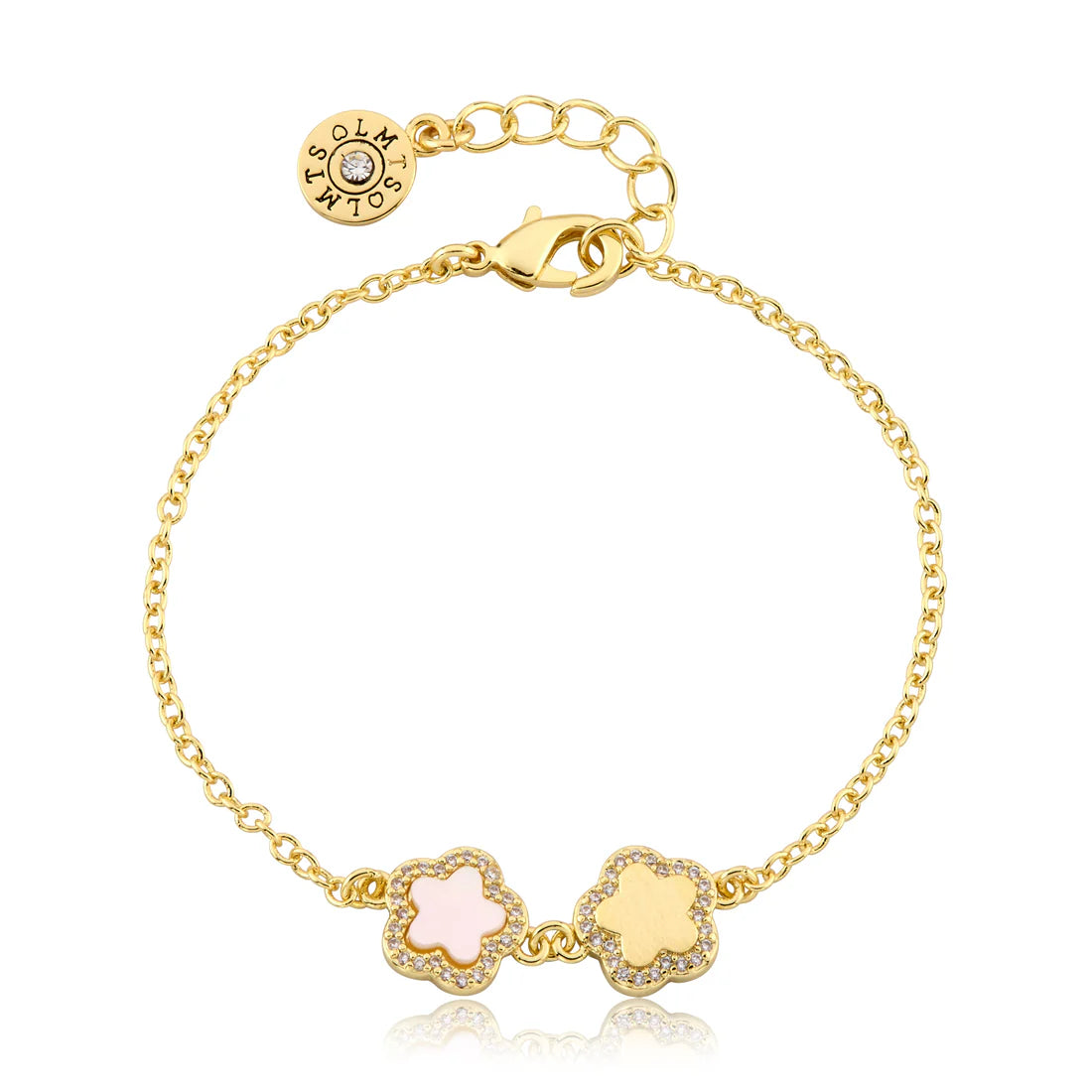 CZ Framed Flower Chain Bracelet