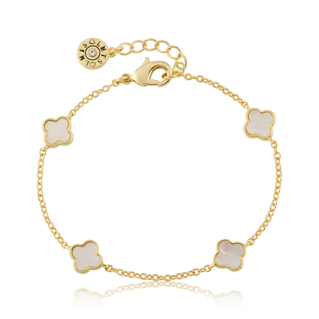 4 Mother of Pearl 8mm Clover Station Bracelet