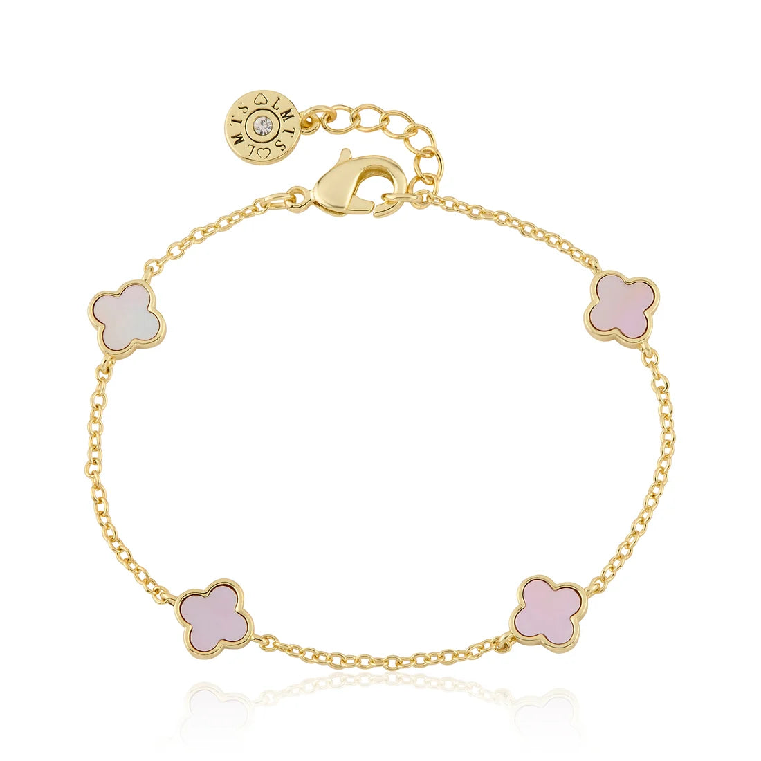 4 Mother of Pearl 8mm Clover Station Bracelet