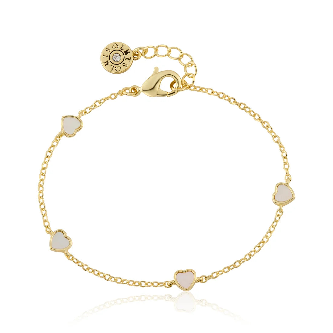 14K Gold Plated 5mm Heart Station Chain Bracelet