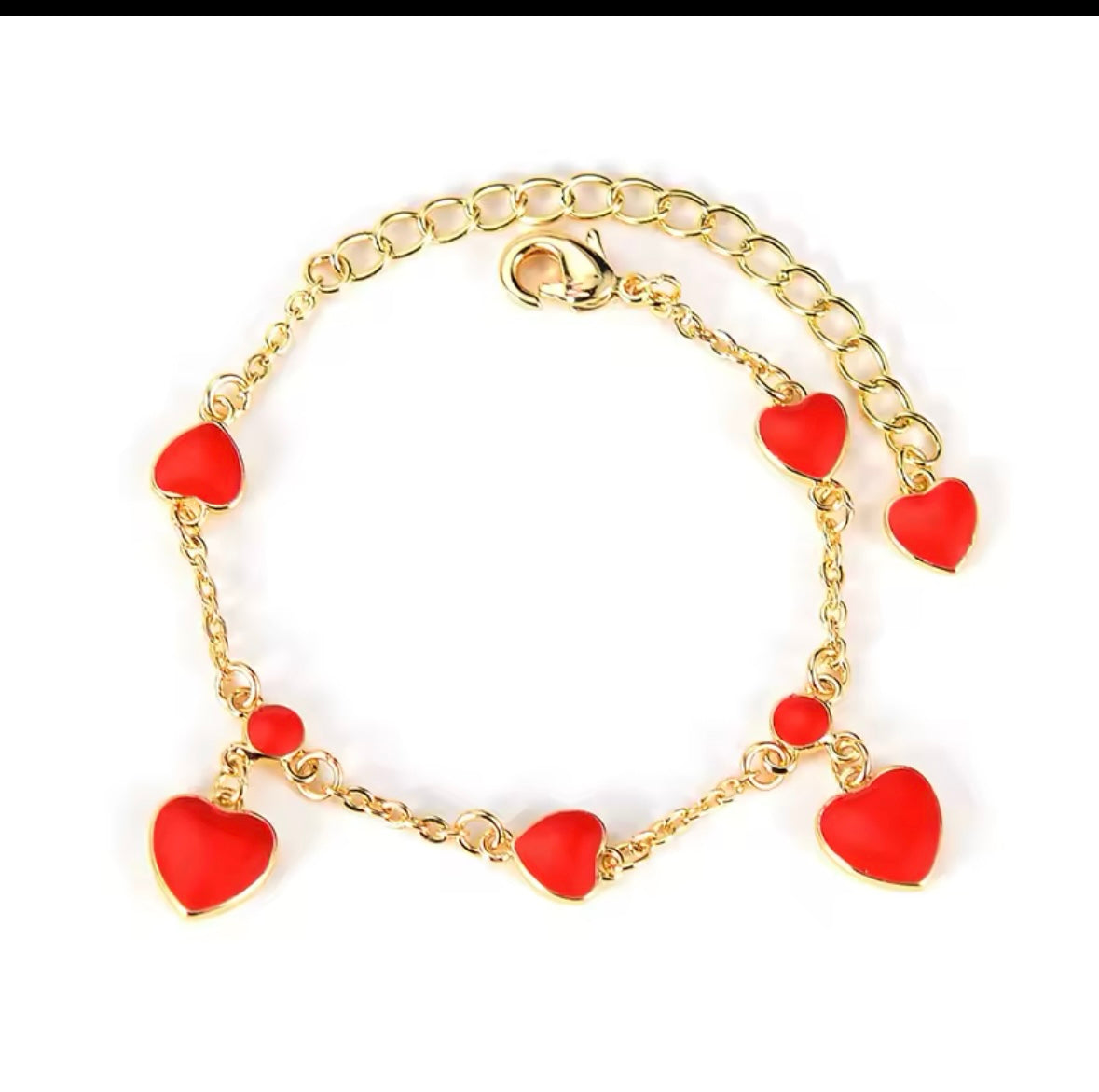 Heart Charm Bracelet red
