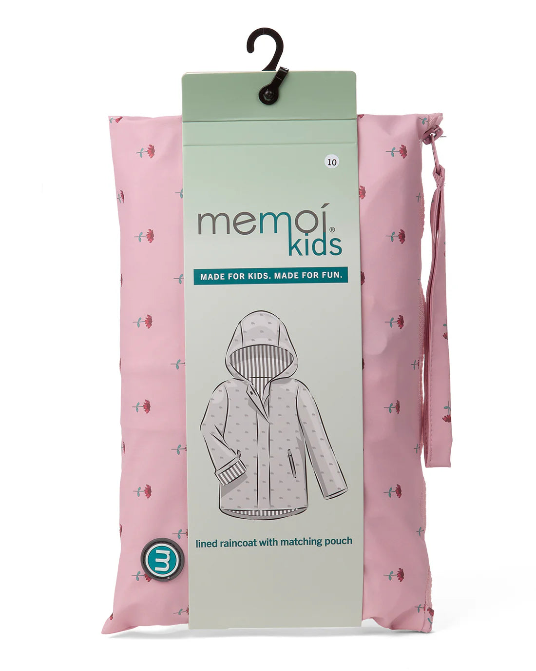 Pre order! Memoi Girls Flowers In Bloom Lined Raincoat with Attached Storage Pouch