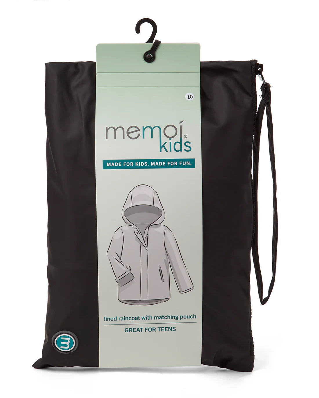 Pre Order! Memoi Teens Unisex Classic Hooded Lined Raincoat with Included Carry Pouch