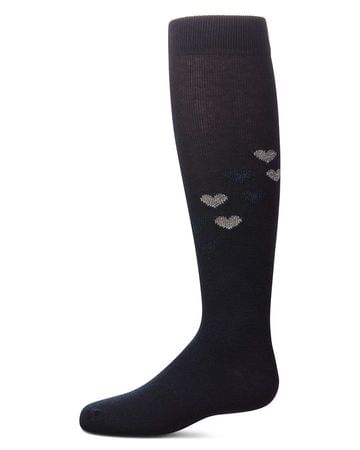 MeMoi Girls' Lurex Hearts Knee High Socks
