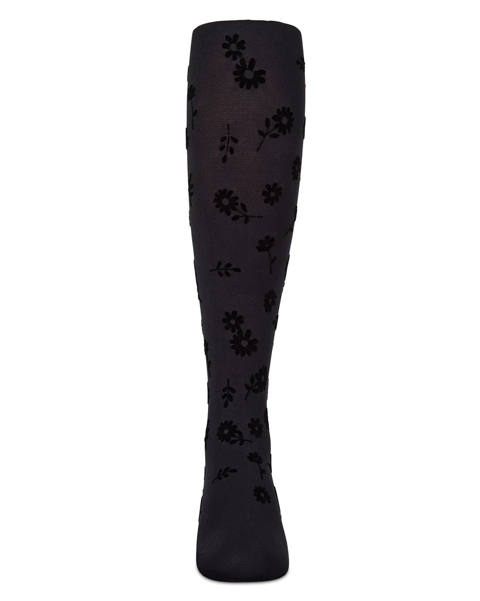 Girls Opaque "Flower Garden" Flocked Tights