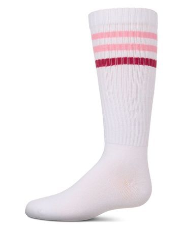 MeMoi Girls' TwoTone Varsity Stripe Knee High Socks