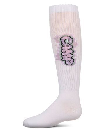 MeMoi Girls Ribbed Cotton Blend "Graffiti Camp" Knee Sock