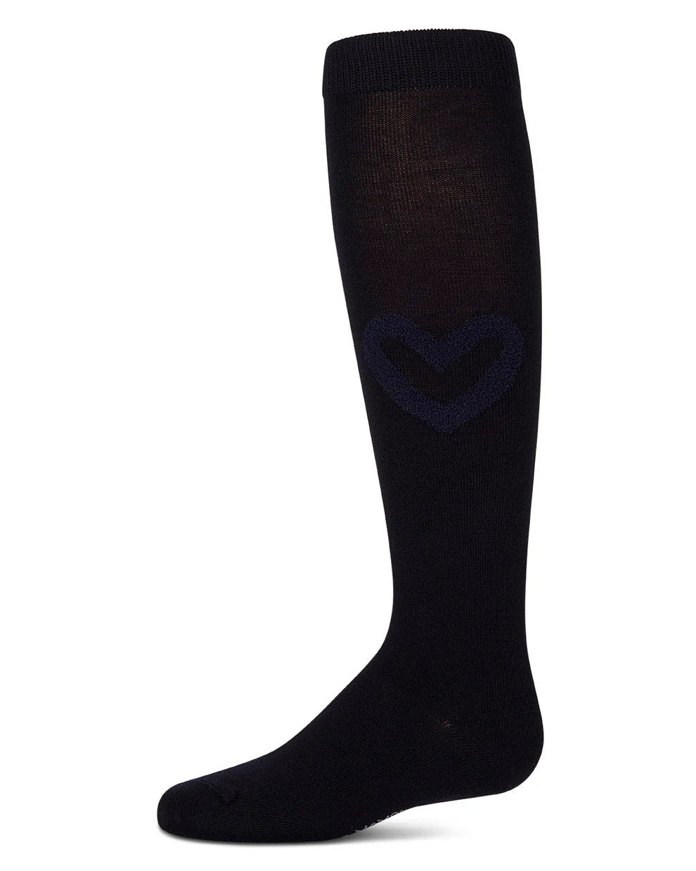 Memoi Girls Cotton-Rich Fuzzy Heart Embellished Knee Sock