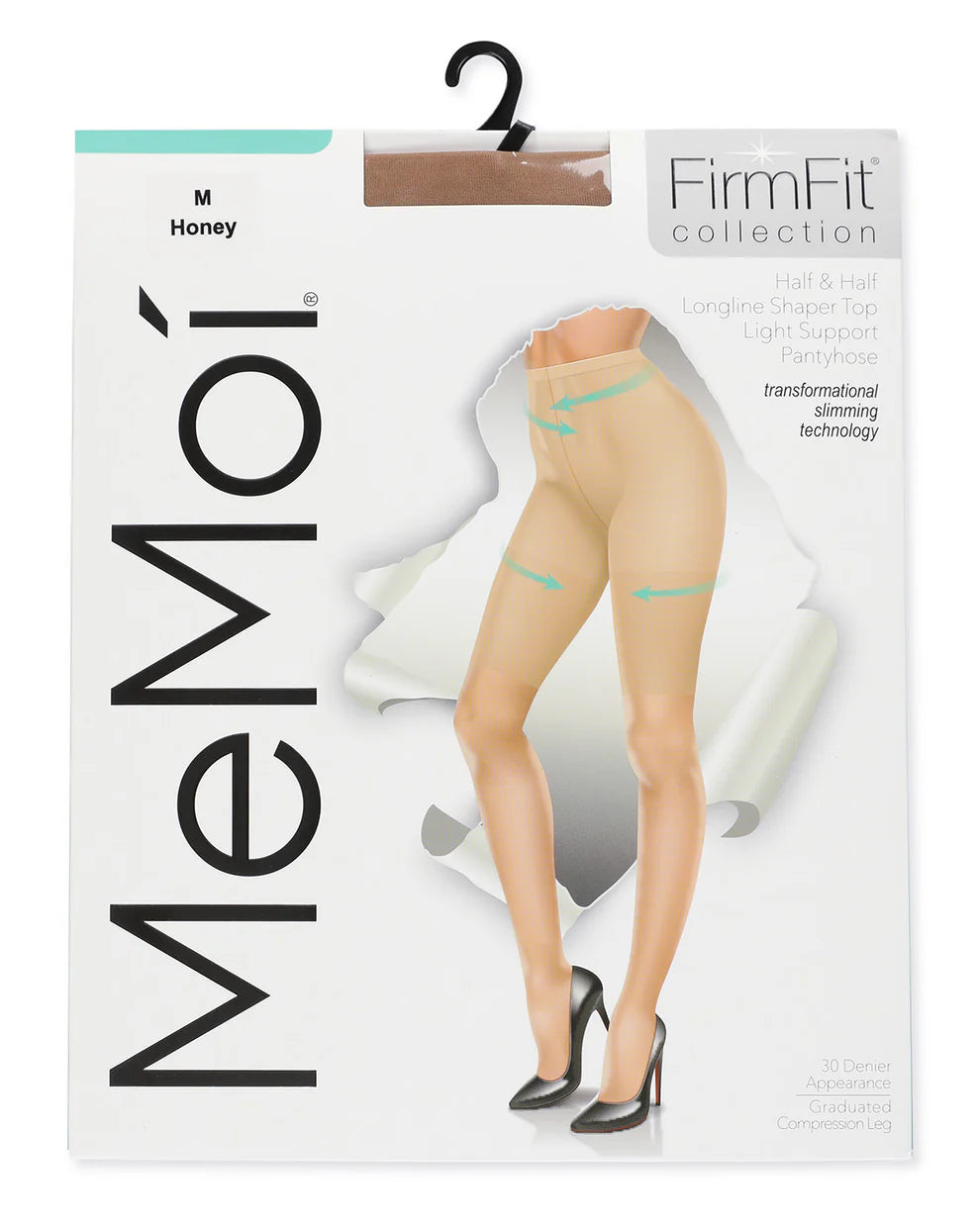 Memoi Women's Half & Half Light Support Leg Nylon Pantyhose