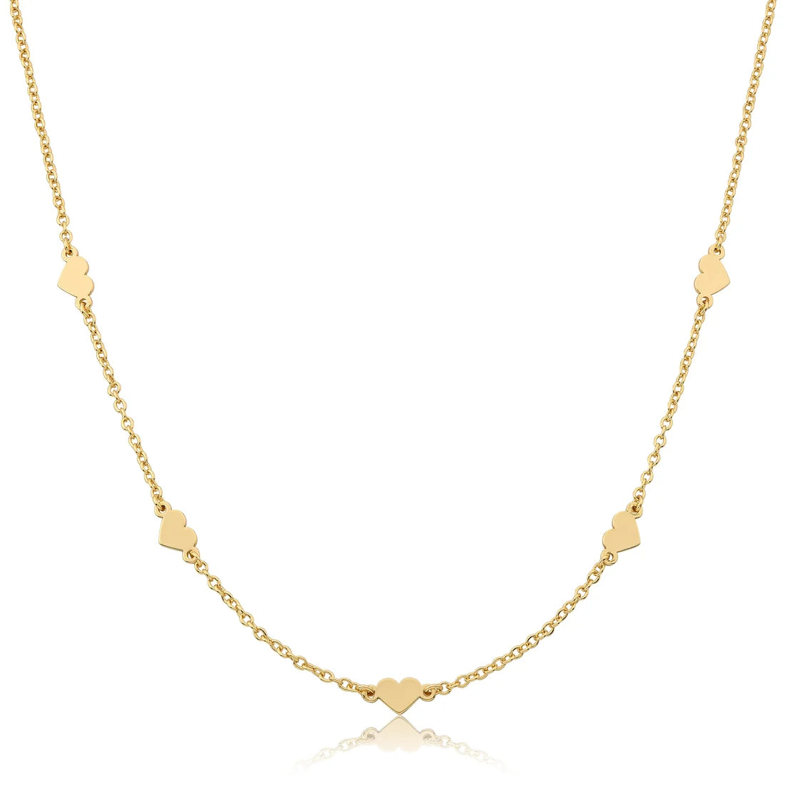 14K Gold Plated Heart Station Necklace