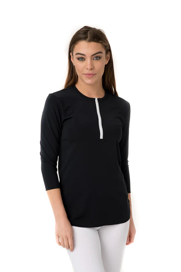 Undercover Waterwear Ladies Basic 3/4 Sleeve Half Zip Swim Top