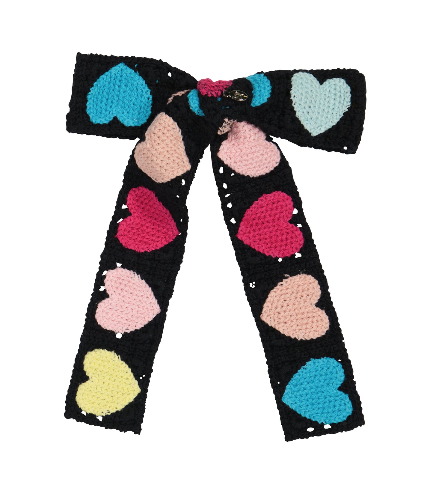 Dacee White Multi Crochet Hearts Large Clip