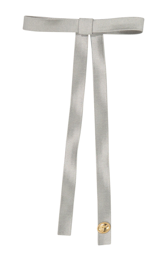 Dacee White Satin Tuxedo Bow Medium Clip