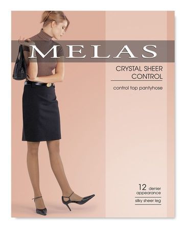 Melas Women's 12 Denier Soft Sheen Crystal Sheer Control Top Pantyhose AS-609