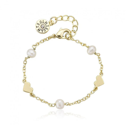 Pearl & Hearts Station Bracelet