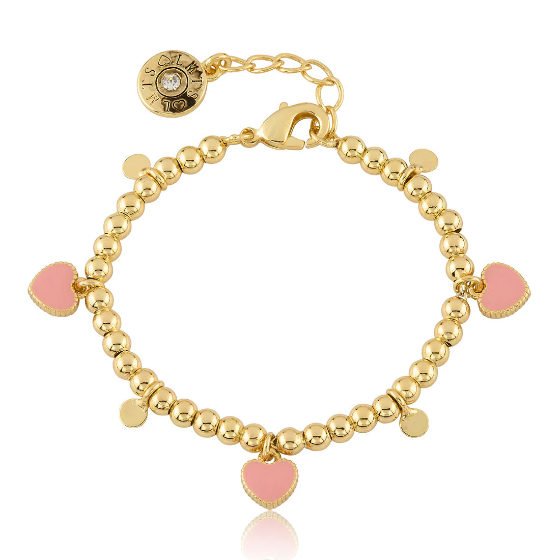 Bead & Disc Dangles Hearts Bracelet