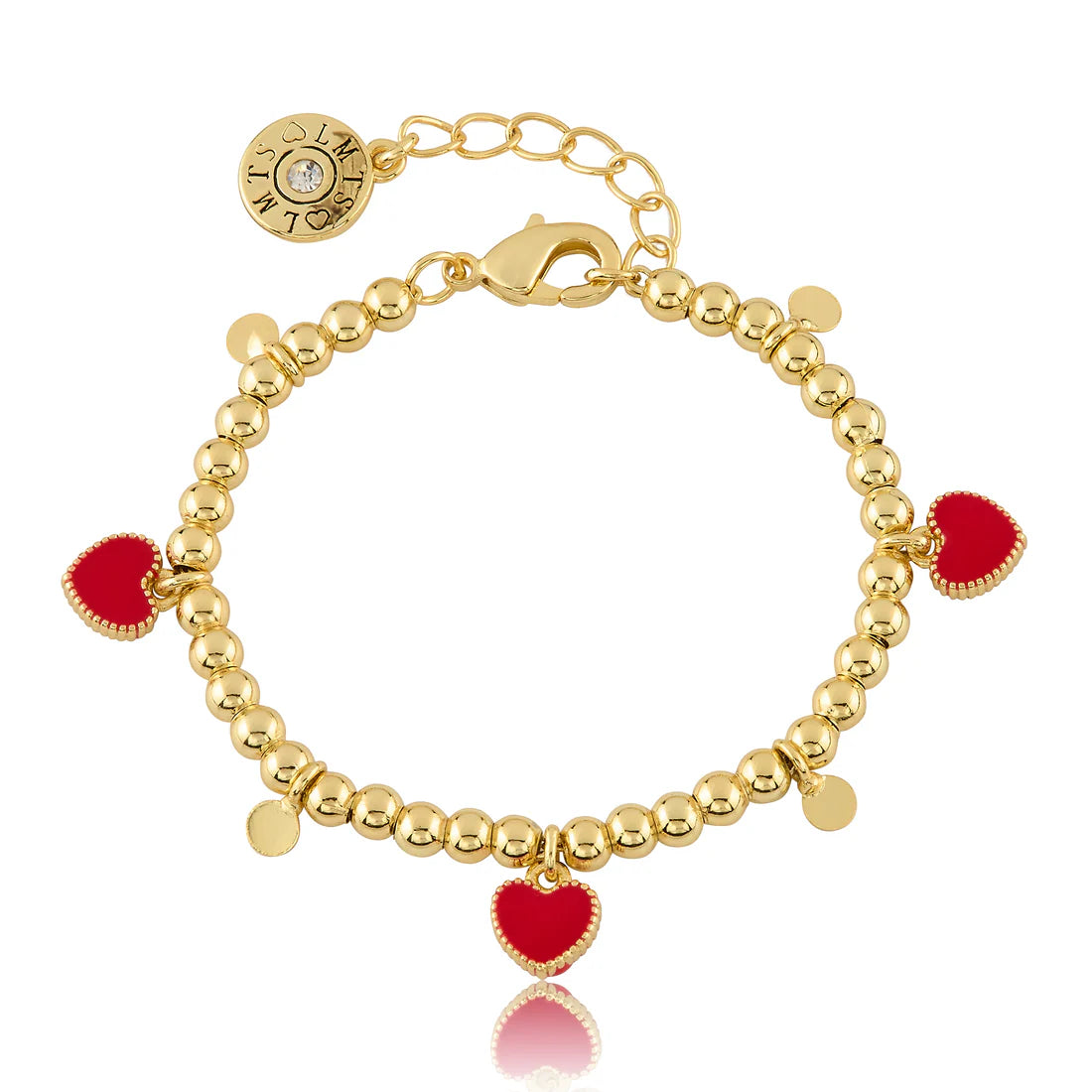 Bead & Disc Dangles Hearts Bracelet