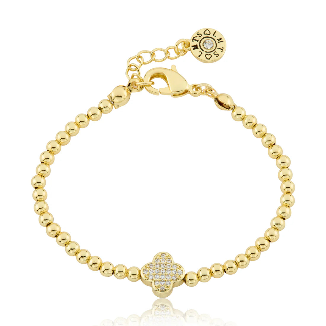 Bead & Cz Clover Wire Bracelet