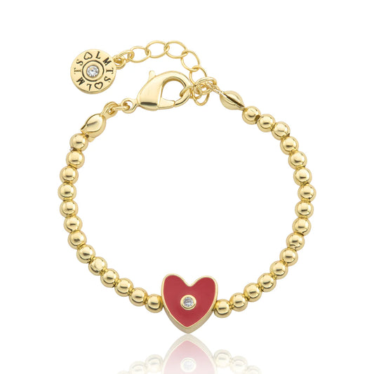 Bead & Enamel Heart Wire Bracelet