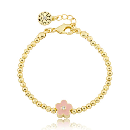 Bead & Enamel Flower Wire Bracelet