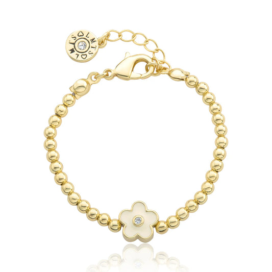 Bead & Enamel Flower Wire Bracelet