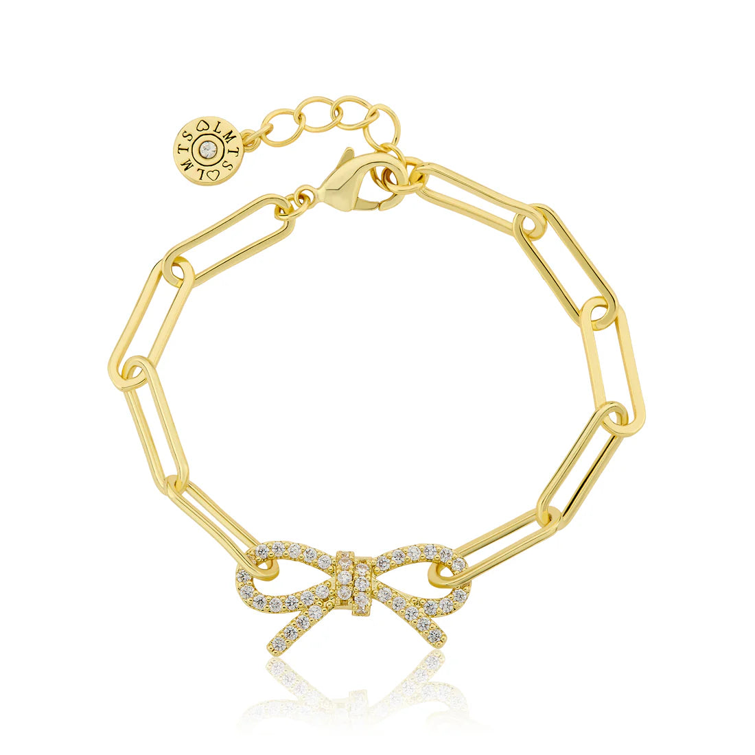 Links Chain Bracelet With Cz Open Bow Center