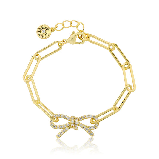 Links Chain Bracelet With Cz Open Bow Center
