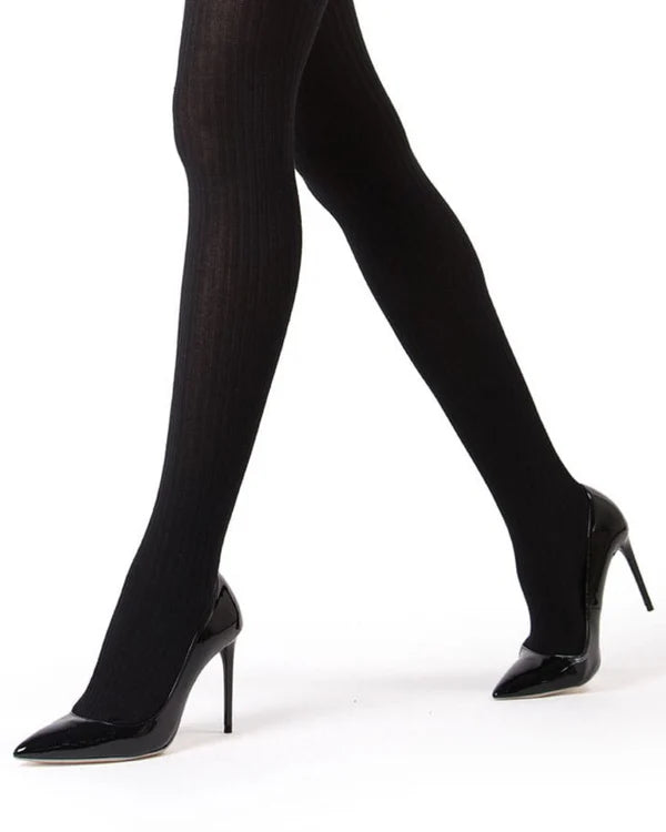 Memoi Sweater Ribbed Cotton Tights