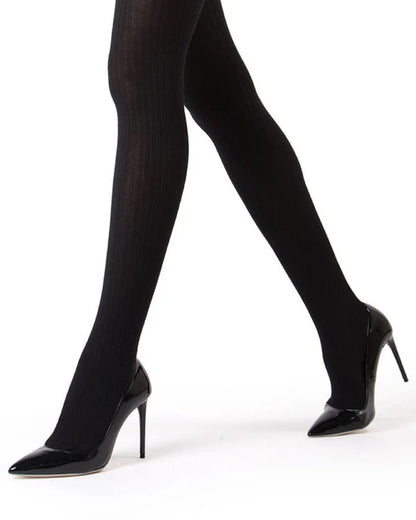 Memoi Sweater Ribbed Cotton Tights