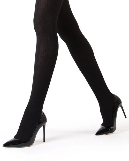Memoi Sweater Ribbed Cotton Tights
