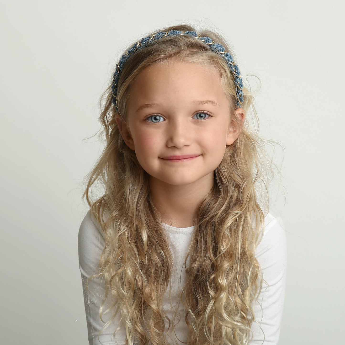 Dacee Chambray Denim Chain Headband