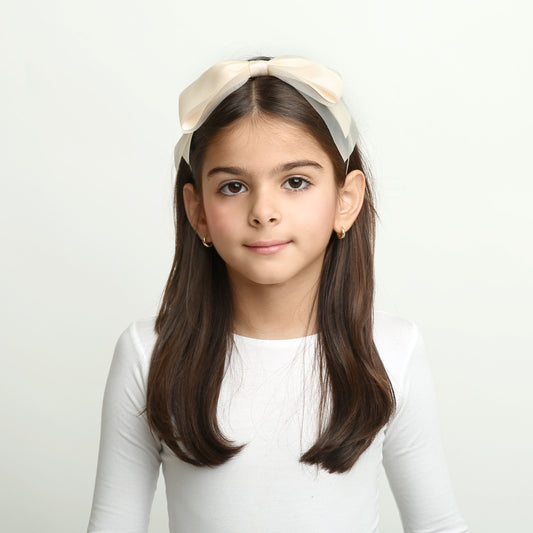 Dacee White Organza Satin Ribbon Bow Headband