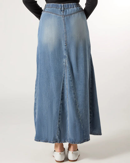 Pre Order! Memoi Womens Panel Denim Skirt