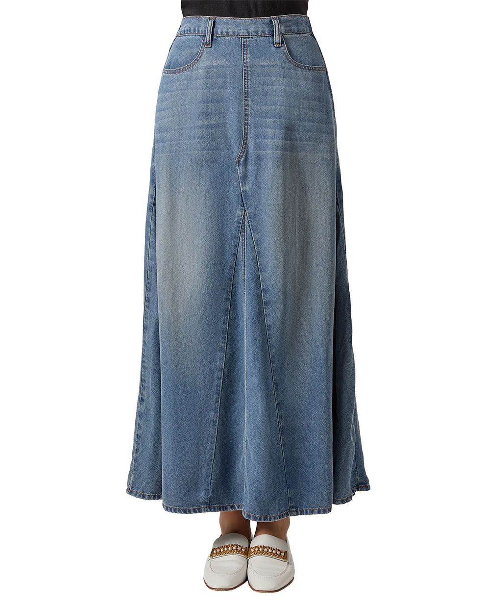 Pre Order! Memoi Womens Panel Denim Skirt