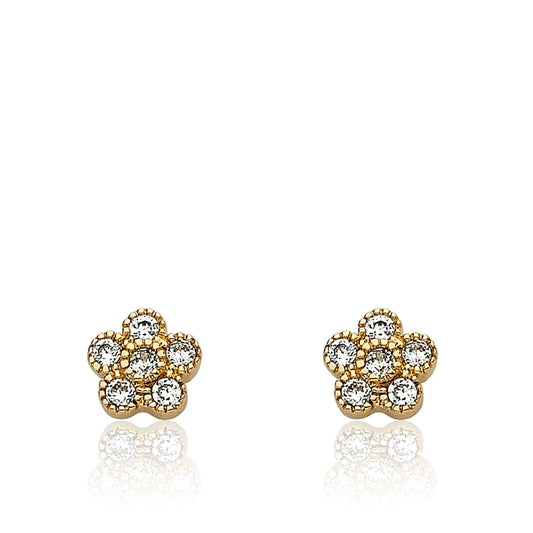CZ Flower Stud Earring