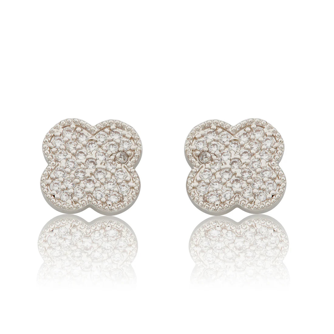 CZ clover stud earrings