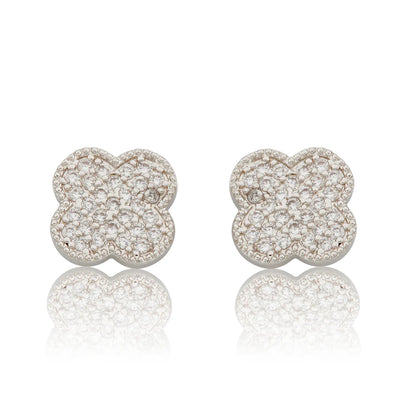 CZ clover stud earrings
