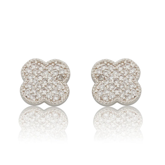 CZ clover stud earrings