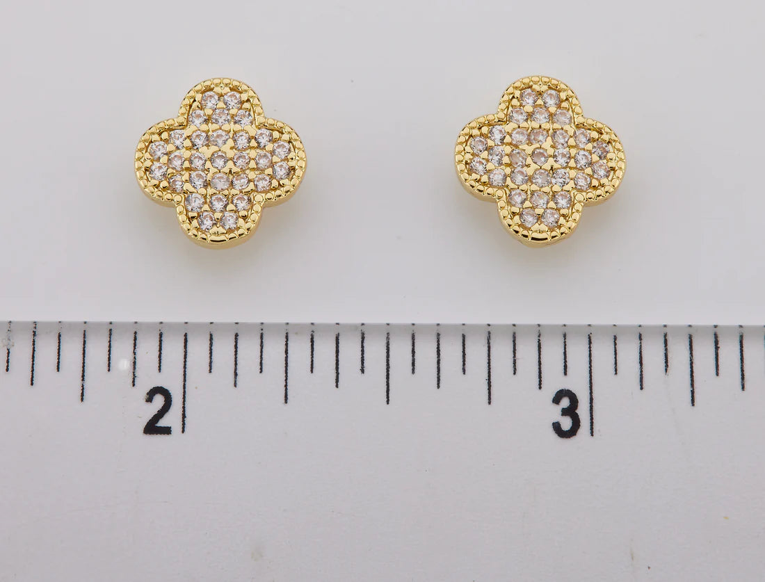 CZ clover stud earrings