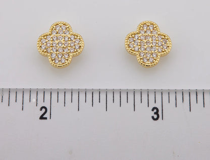 CZ clover stud earrings