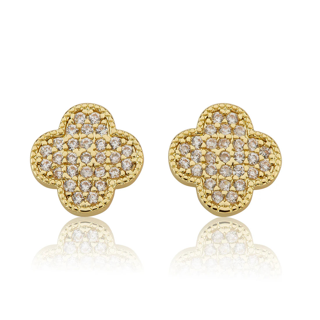 CZ clover stud earrings