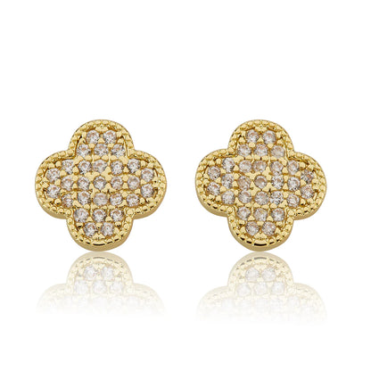 CZ clover stud earrings