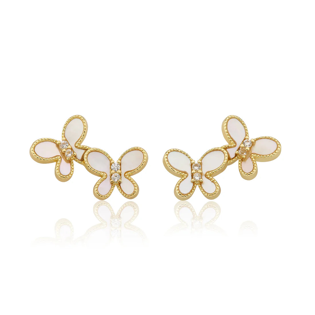 Mother Of Pearl Double Butterfly Stud Earring