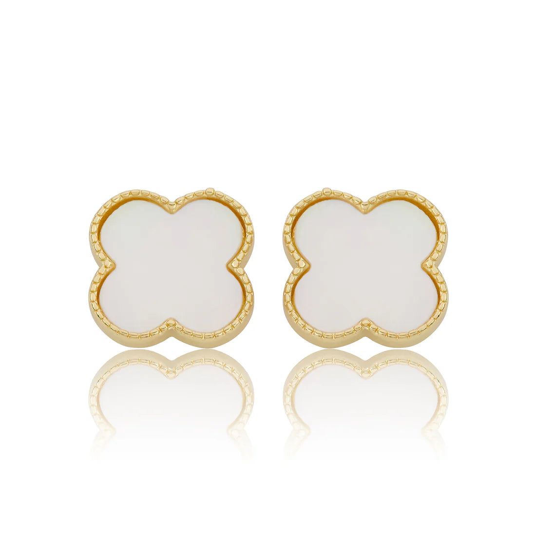 Mother Of Pearl Large Clover Stud Earring