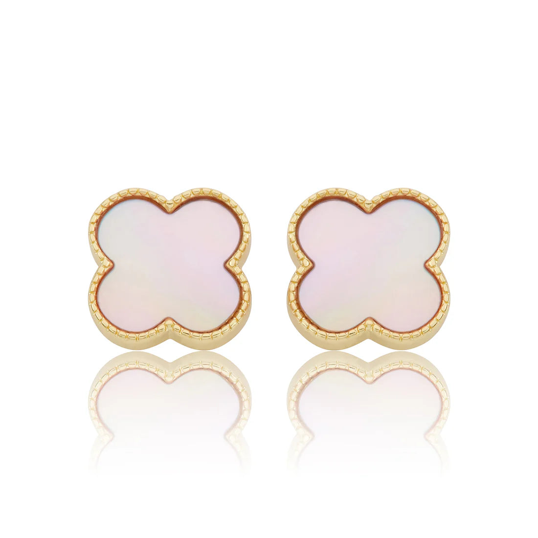 Mother Of Pearl Large Clover Stud Earring