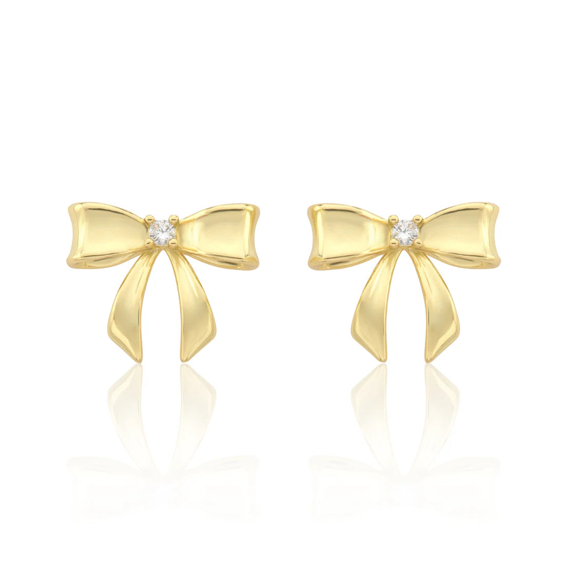 Gold Plated Bow Stud Earring