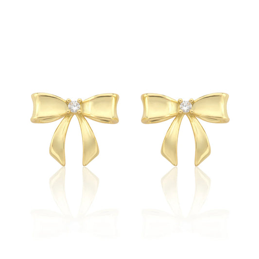 Gold Plated Bow Stud Earring