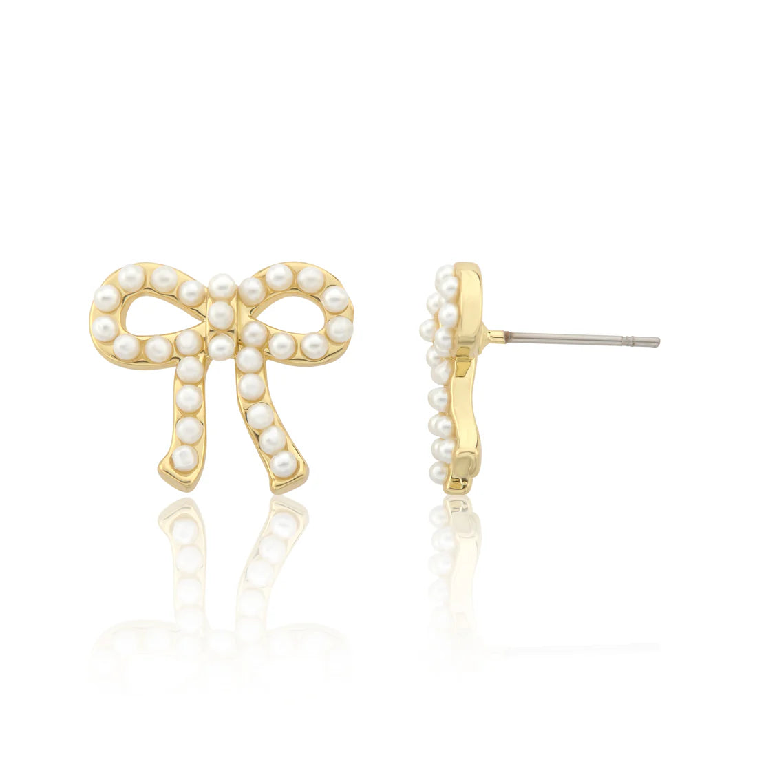 4k Gold Plated Pearl Bow Stud Earring