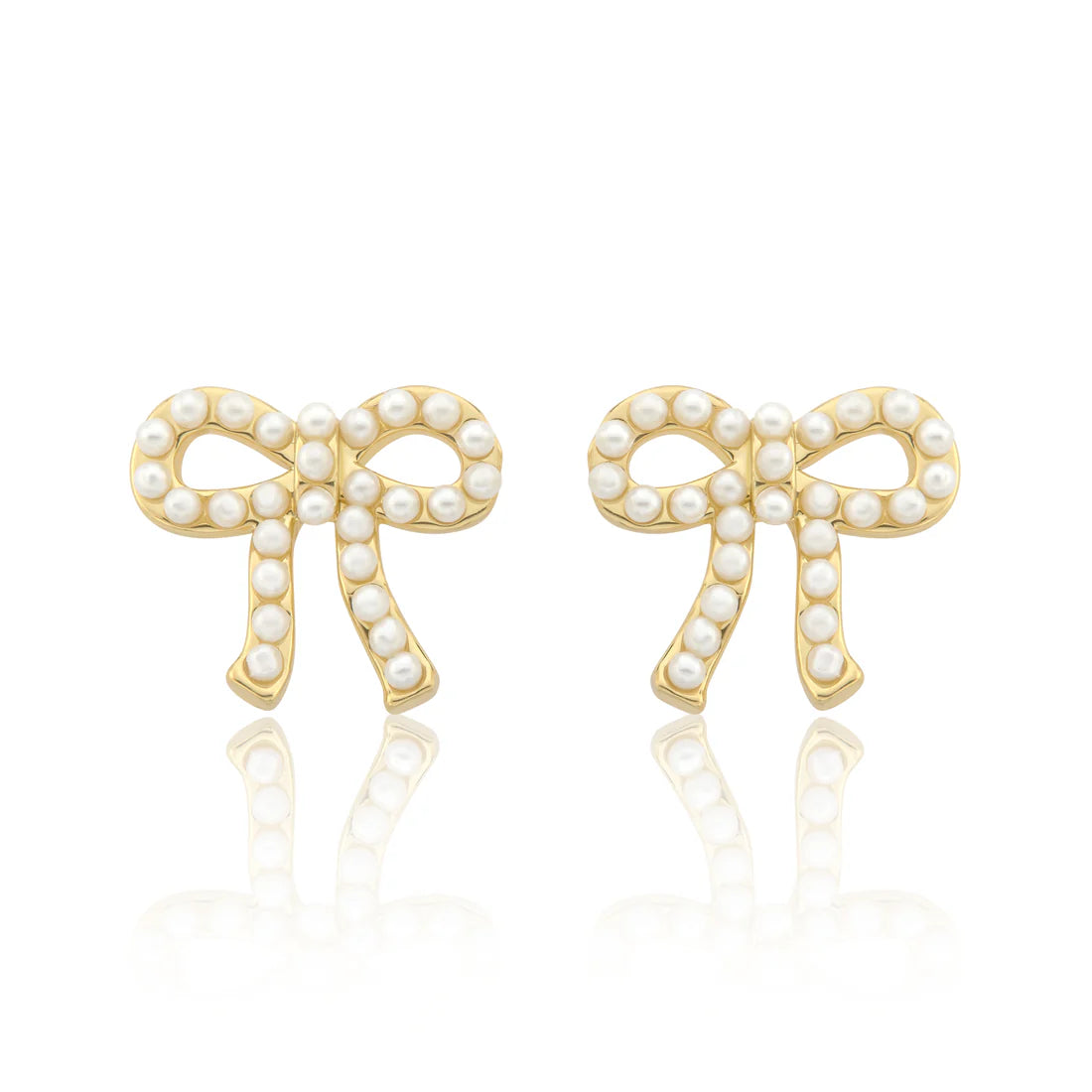 4k Gold Plated Pearl Bow Stud Earring