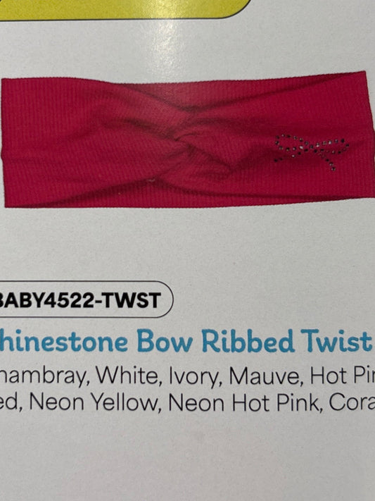 Rhinestone bow ribbed twist headband baby Dacee